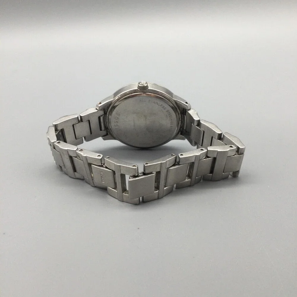Fossil Womens Watch 34mm Silver Tone Crystals ES-3362 Steel New Battery 7